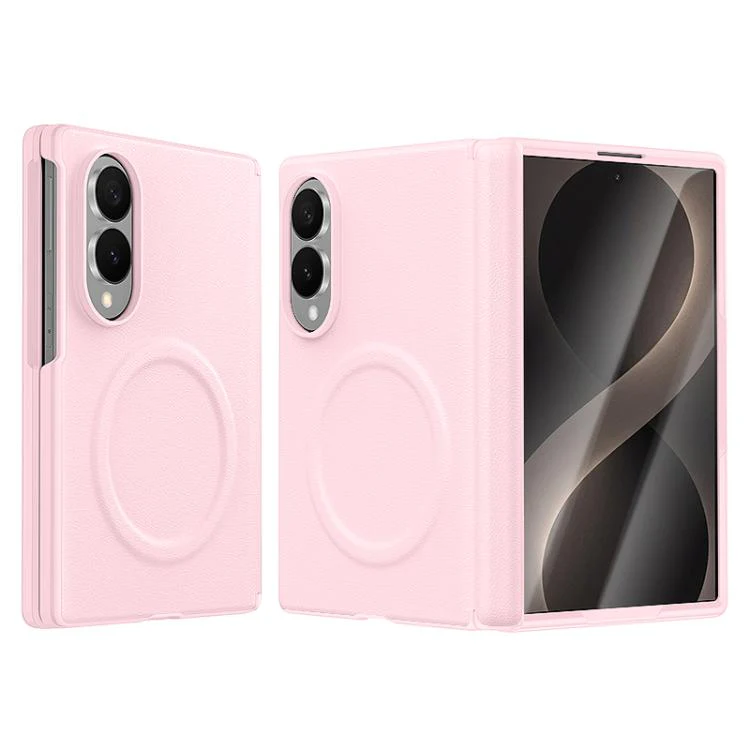 For Galaxy Z Fold8 5G Integrated Vegan Leather Central Magnetic Phone Case(Pink)
