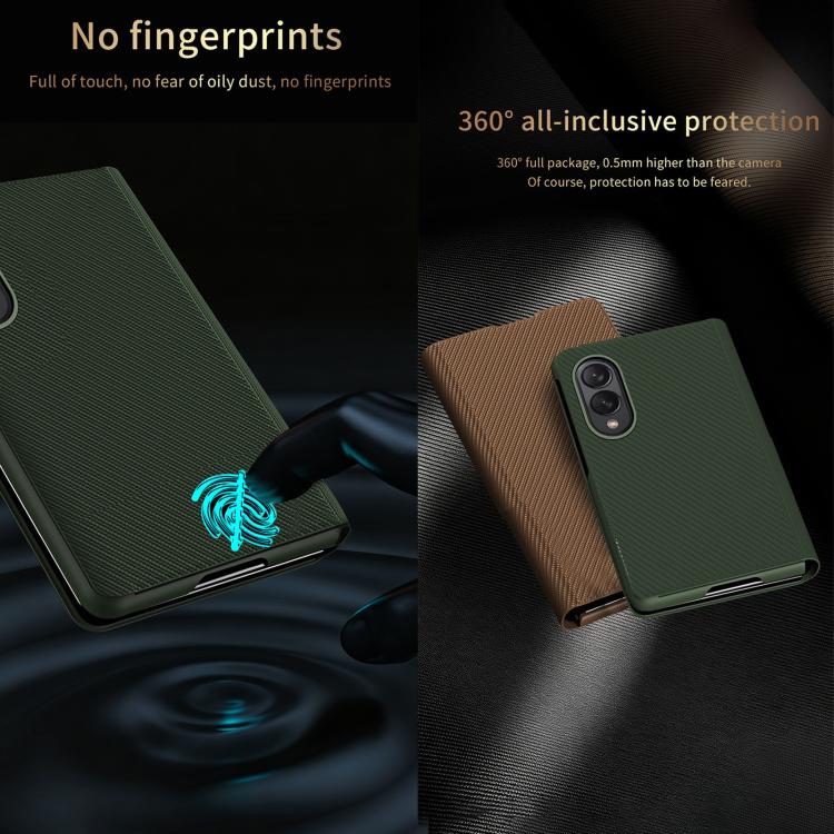 For  Galaxy Z Fold8 5G Kevlar-Texture Vegan Leather Phone Case with Holder(Brown) - Image 5