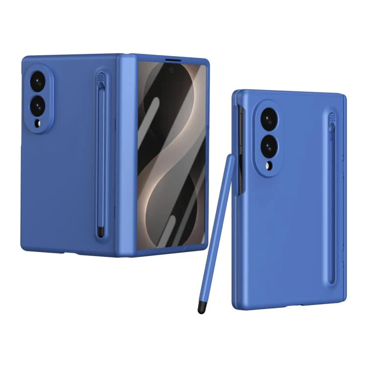 For Galaxy Z Fold8 5G Long Chi Grain Leather Shockproof Phone Case, No Pen(Blue)