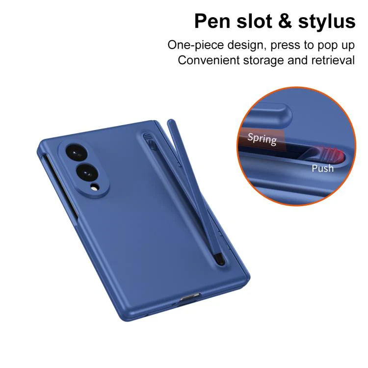 For Galaxy Z Fold8 5G Long Chi Grain Leather Shockproof Phone Case, No Pen(Blue) - Image 2
