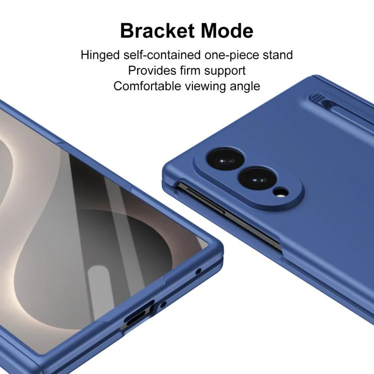 For Galaxy Z Fold8 5G Long Chi Grain Leather Shockproof Phone Case, No Pen(Blue) - Image 6