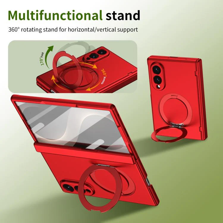 For  Galaxy Z Fold8 5G Rotation Magnetic Ring Holder Hinge Integrated Film Phone Case(Red) - Image 2