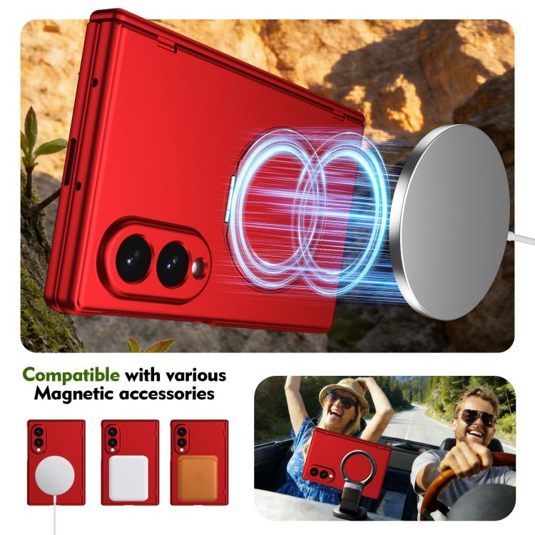 For  Galaxy Z Fold8 5G Rotation Magnetic Ring Holder Hinge Integrated Film Phone Case(Red) - Image 6