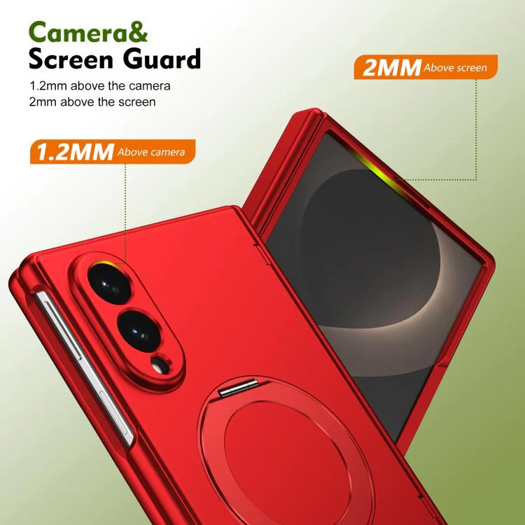 For  Galaxy Z Fold8 5G Rotation Magnetic Ring Holder Hinge Integrated Film Phone Case(Red) - Image 8