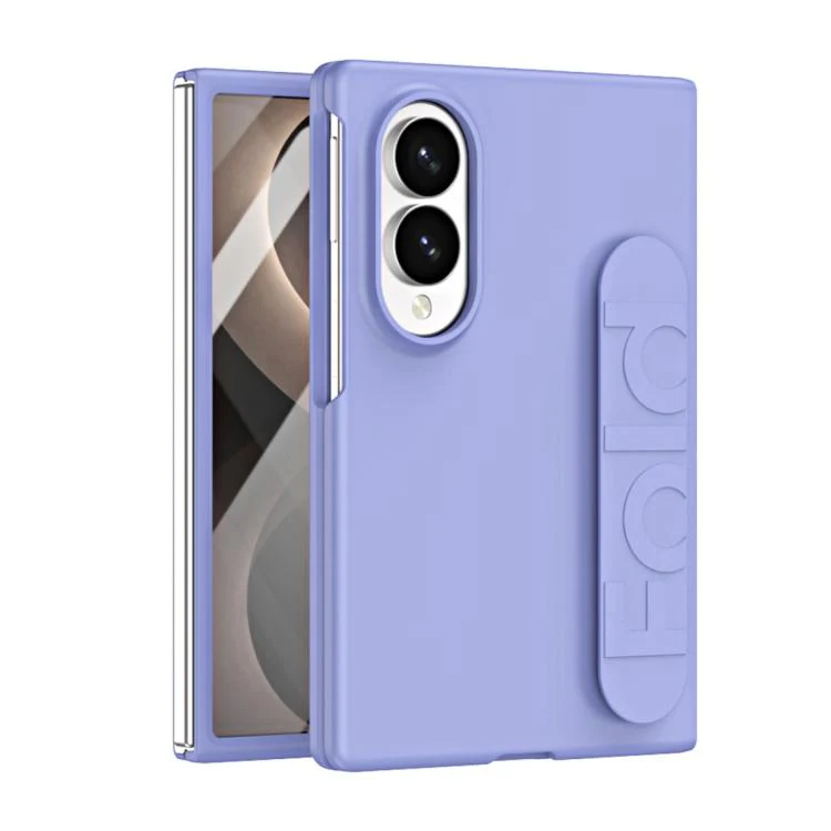 For Galaxy Z Fold8 5G Skin Elastic Wrist Grip Back Cover Phone Case(Purple)