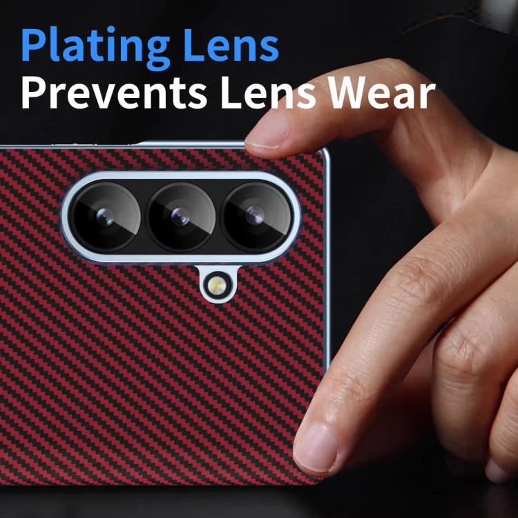 For Galaxy Z Fold8 Ultra 5G Electroplated Carbon Fiber Pattern Folding Phone Case with Hinge(Red) - Image 5