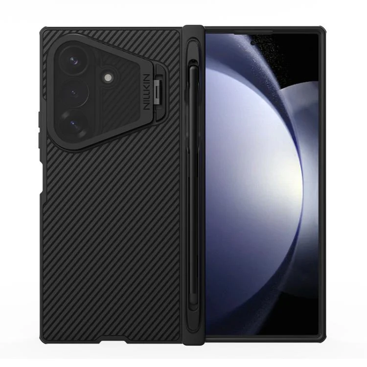 For Galaxy Z Fold8 Ultra 5G NILLKIN CamShield Prop Transparent Mirror Cover MagSafe Magnetic Translucent PC Phone Case with Stylus(Black)