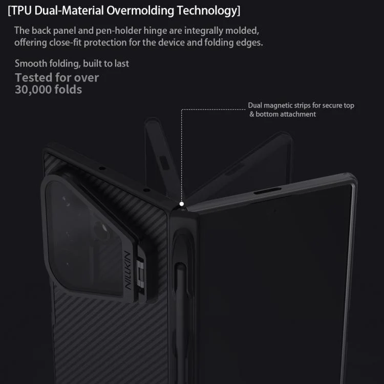 For Galaxy Z Fold8 Ultra 5G NILLKIN CamShield Prop Transparent Mirror Cover MagSafe Magnetic Translucent PC Phone Case with Stylus(Black) - Image 8