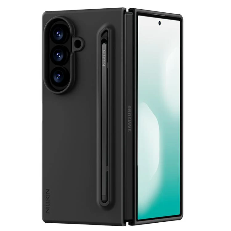 For Galaxy Z Fold8 Ultra 5G NILLKIN Fold Liquid Silicone PC Phone Case with Stylus(Black) - Image 4
