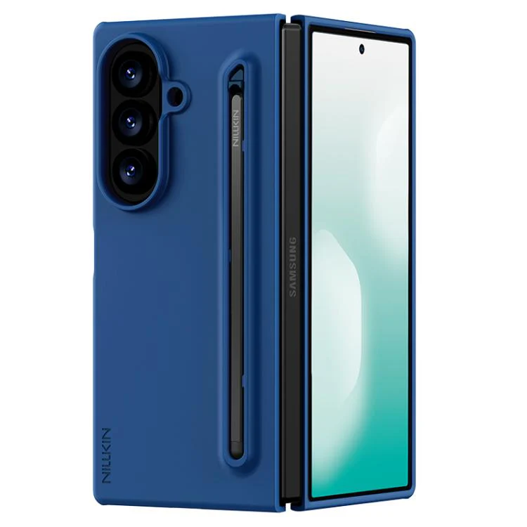 For Galaxy Z Fold8 Ultra 5G NILLKIN Fold Liquid Silicone PC Phone Case with Stylus(Blue) - Image 4