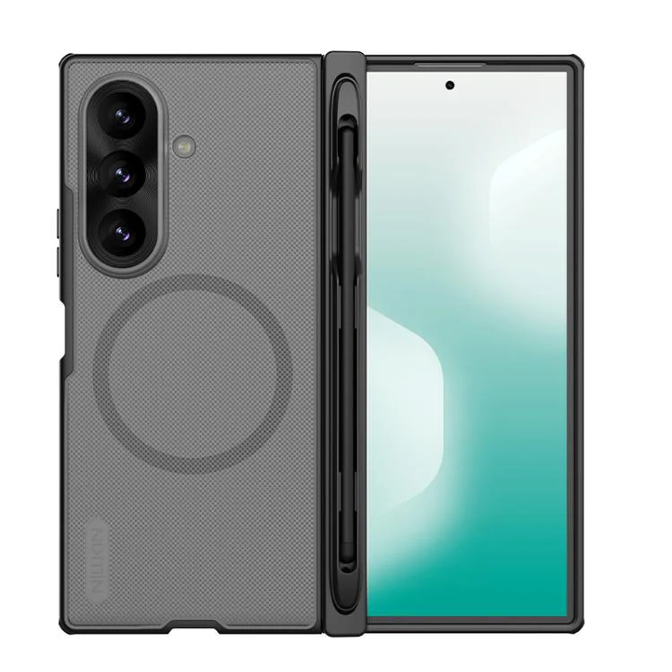 For Galaxy Z Fold8 Ultra 5G NILLKIN Frosted Fold PC + TPU MagSafe Magnetic Phone Case with Stylus(Transparent Black)