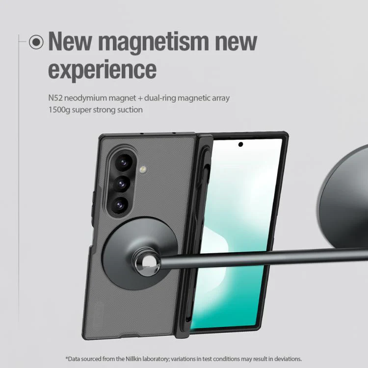 For Galaxy Z Fold8 Ultra 5G NILLKIN Frosted Fold PC + TPU MagSafe Magnetic Phone Case with Stylus(Transparent Black) - Image 6