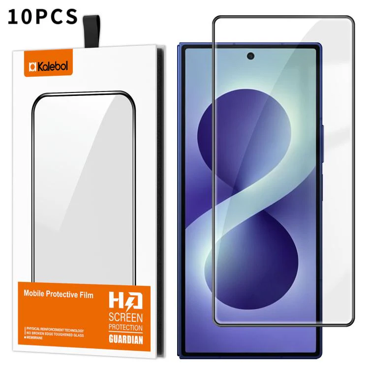 For Galaxy Z Fold8 Ultra 5G Outer Screen Kalebol 10pcs High-Aluminum Screen-Printed Full-Coverage Anti-Fingerprint Black-Bordered HD Tempered Glass Film - Image 2