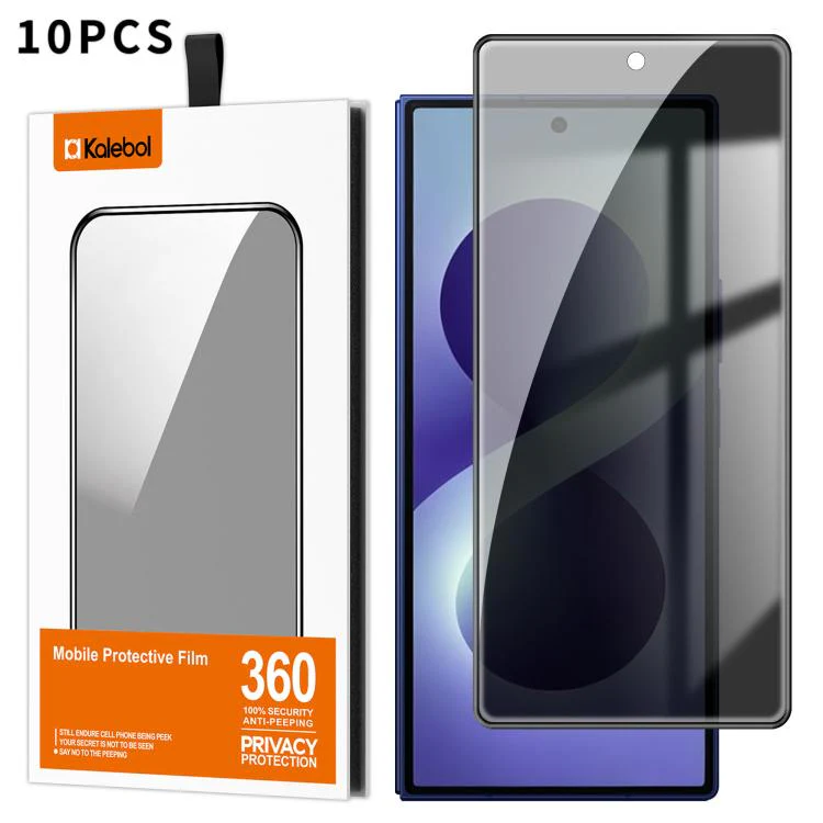For Galaxy Z Fold8 Ultra 5G Outer Screen Kalebol 10pcs High-Aluminum Screen-Printed Full-Coverage Black-Border Privacy Tempered Glass Film - Image 2