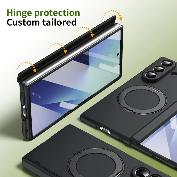 For Galaxy Z Fold8 Ultra 5G Rotation Magnetic Ring Holder Hinge Integrated Film Phone Case(Black) - Image 3