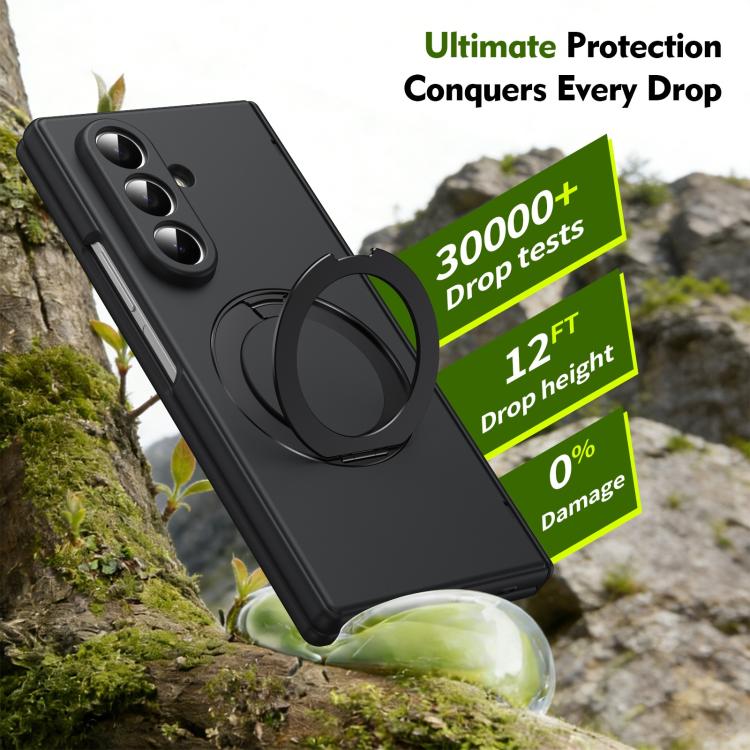 For Galaxy Z Fold8 Ultra 5G Rotation Magnetic Ring Holder Hinge Integrated Film Phone Case(Black) - Image 4