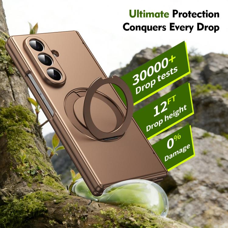For Galaxy Z Fold8 Ultra 5G Rotation Magnetic Ring Holder Hinge Integrated Film Phone Case(Gold) - Image 4