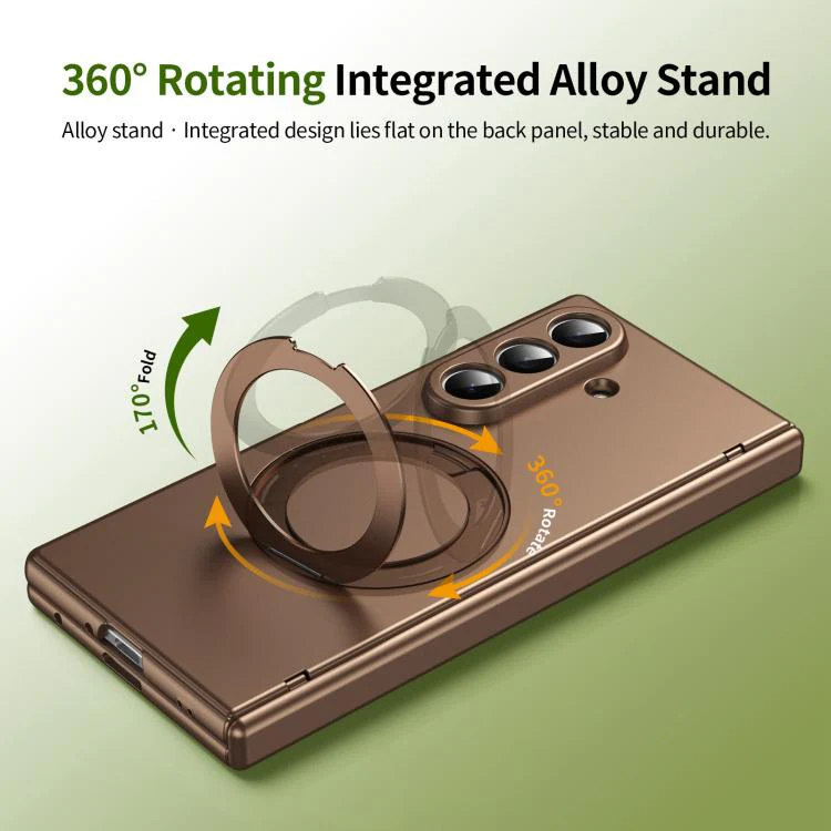 For Galaxy Z Fold8 Ultra 5G Rotation Magnetic Ring Holder Hinge Integrated Film Phone Case(Gold) - Image 5