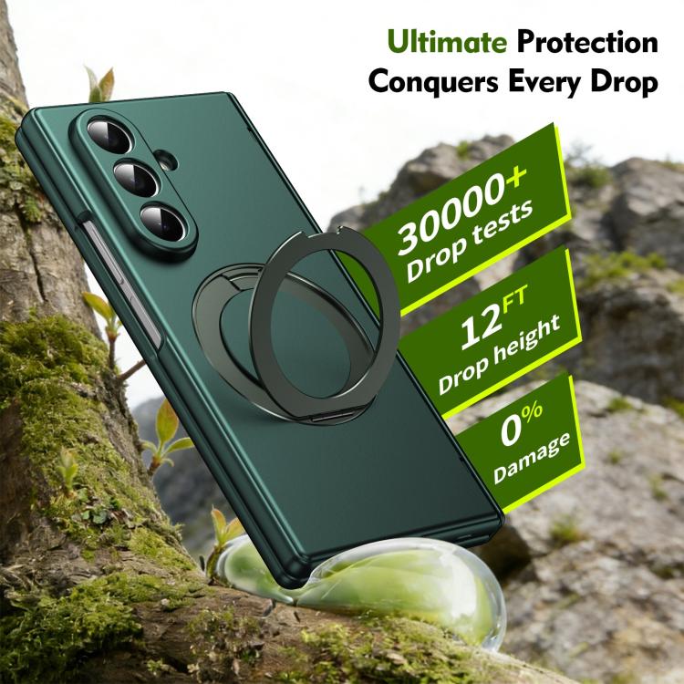 For Galaxy Z Fold8 Ultra 5G Rotation Magnetic Ring Holder Hinge Integrated Film Phone Case(Green) - Image 4