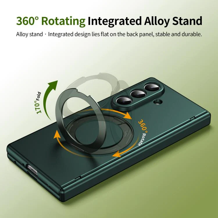 For Galaxy Z Fold8 Ultra 5G Rotation Magnetic Ring Holder Hinge Integrated Film Phone Case(Green) - Image 5