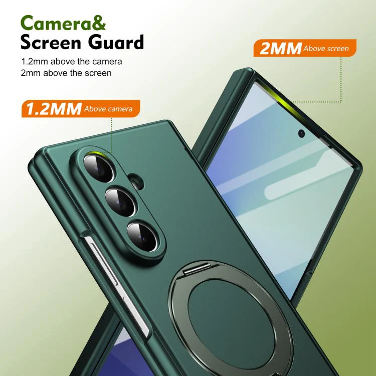 For Galaxy Z Fold8 Ultra 5G Rotation Magnetic Ring Holder Hinge Integrated Film Phone Case(Green) - Image 8
