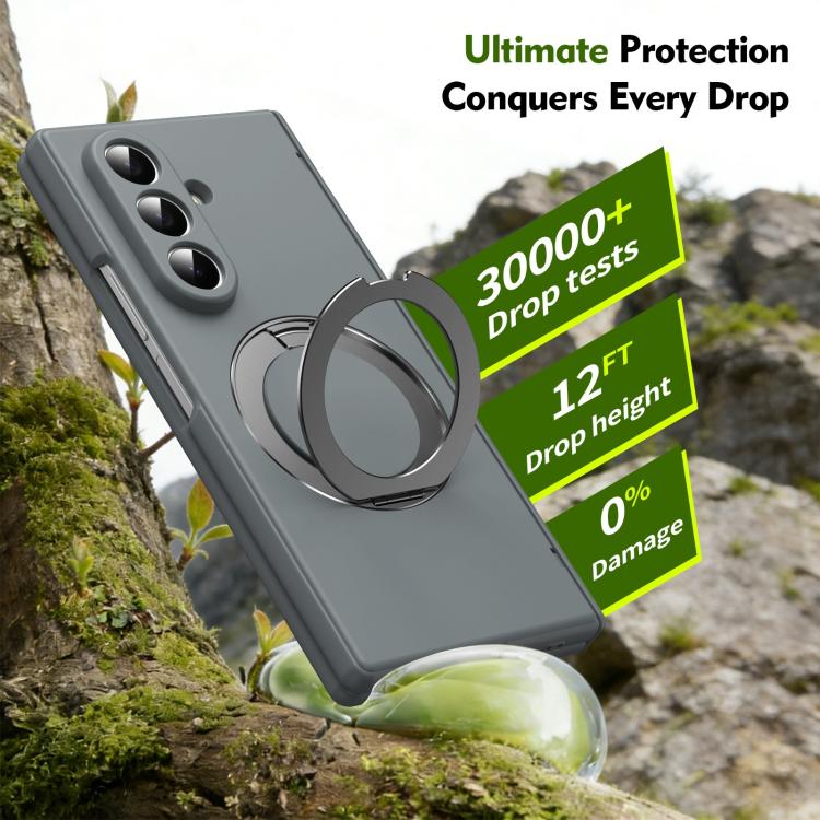 For Galaxy Z Fold8 Ultra 5G Rotation Magnetic Ring Holder Hinge Integrated Film Phone Case(Grey) - Image 4