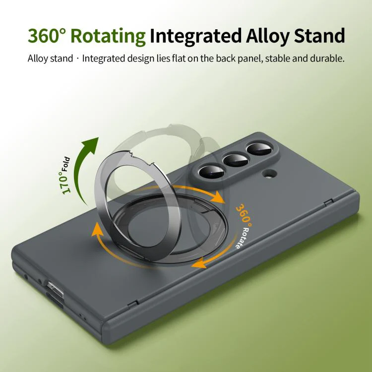 For Galaxy Z Fold8 Ultra 5G Rotation Magnetic Ring Holder Hinge Integrated Film Phone Case(Grey) - Image 5