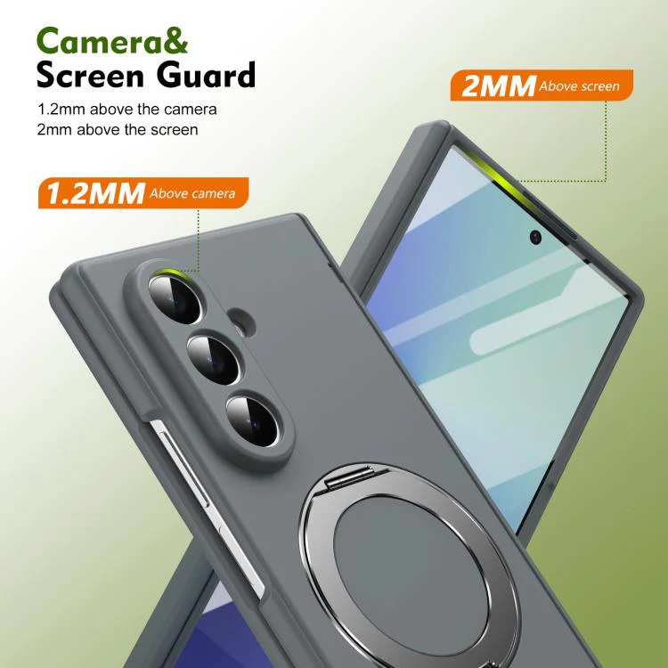For Galaxy Z Fold8 Ultra 5G Rotation Magnetic Ring Holder Hinge Integrated Film Phone Case(Grey) - Image 8