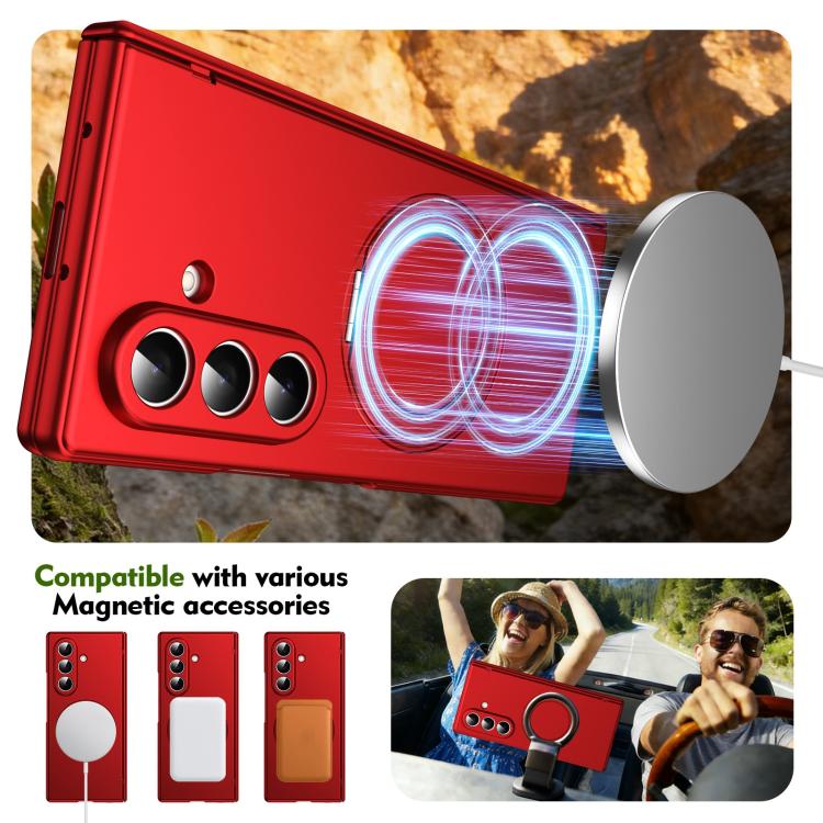 For Galaxy Z Fold8 Ultra 5G Rotation Magnetic Ring Holder Hinge Integrated Film Phone Case(Red) - Image 6