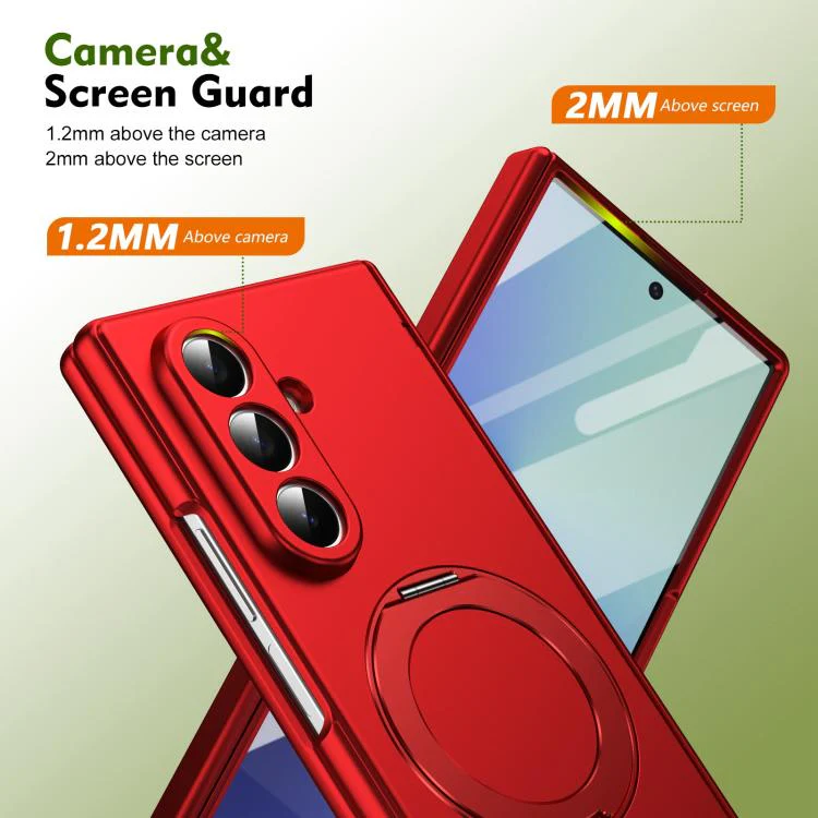 For Galaxy Z Fold8 Ultra 5G Rotation Magnetic Ring Holder Hinge Integrated Film Phone Case(Red) - Image 8