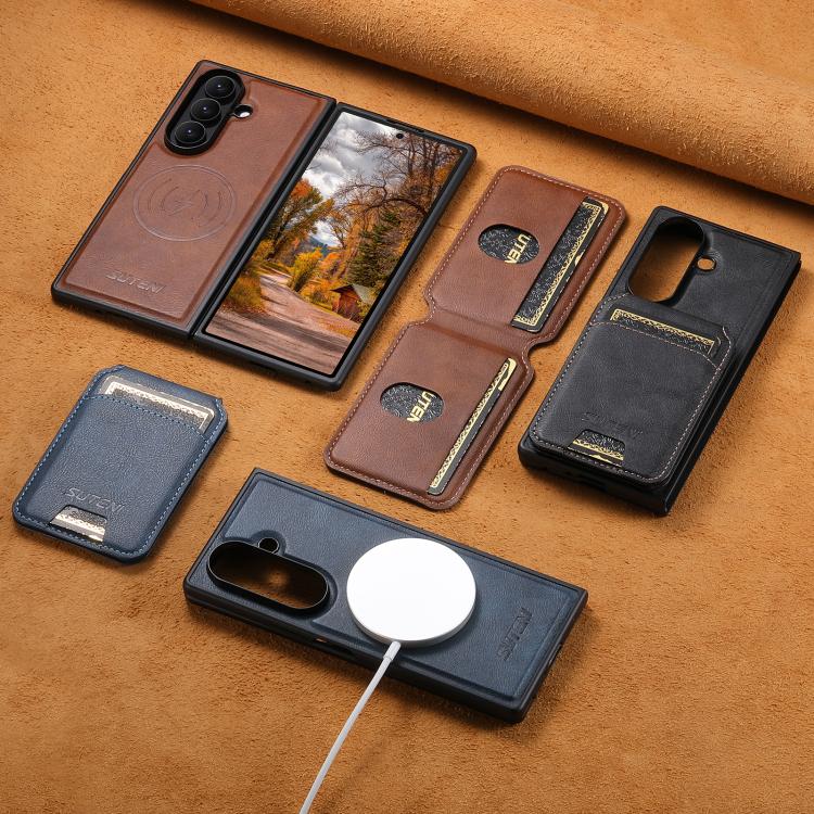 For Galaxy Z Fold8 Ultra 5G Suteni M5 Magnetic Card Bag MagSafe Cowhide Texture Leather Phone Case(Black) - Image 6