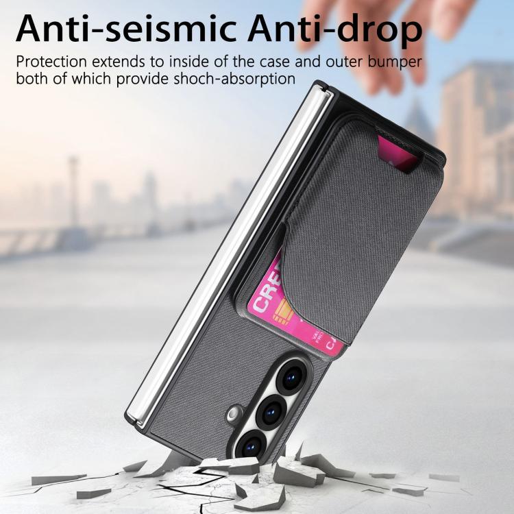 For Galaxy Z Fold8 Ultra 5G Twill Fabric Leather Skin Card Bag Magnetic Back Phone Case(Black) - Image 5