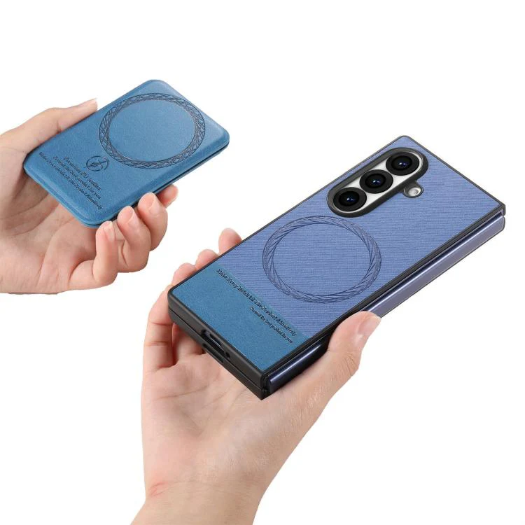 For Galaxy Z Fold8 Ultra 5G Twill Fabric Leather Skin Card Bag Magnetic Back Phone Case(Blue) - Image 4