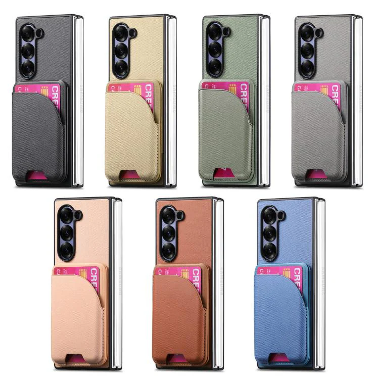 For Galaxy Z Fold8 Ultra 5G Twill Fabric Leather Skin Card Bag Magnetic Back Phone Case(Brown) - Image 8