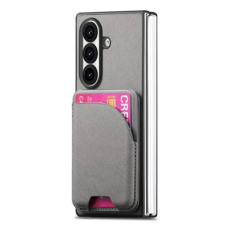 For Galaxy Z Fold8 Ultra 5G Twill Fabric Leather Skin Card Bag Magnetic Back Phone Case(Gray) - Image 2