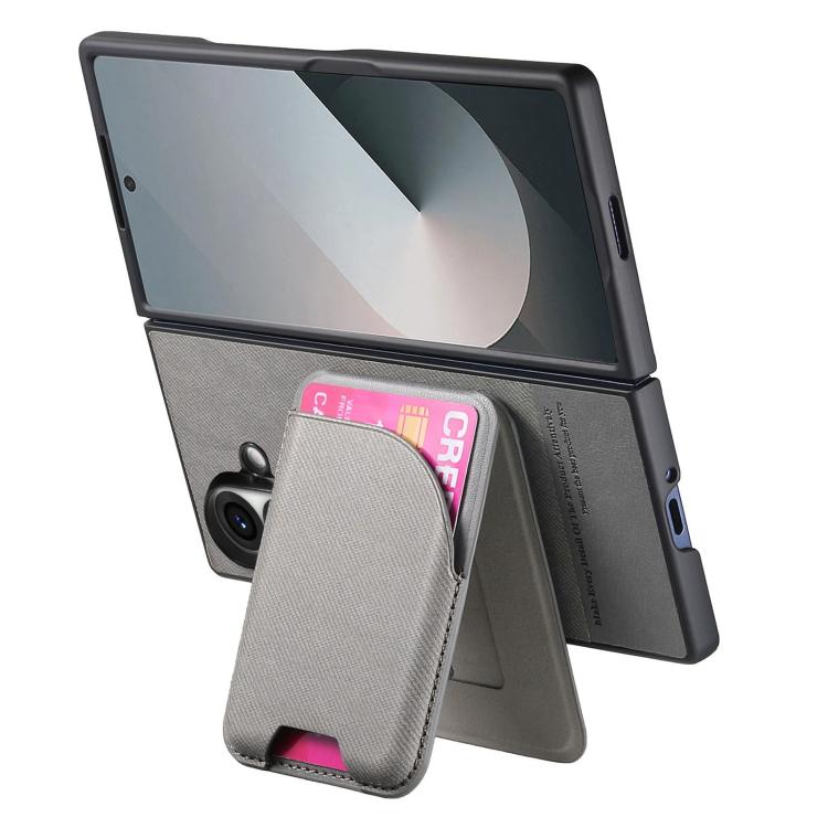 For Galaxy Z Fold8 Ultra 5G Twill Fabric Leather Skin Card Bag Magnetic Back Phone Case(Gray) - Image 3