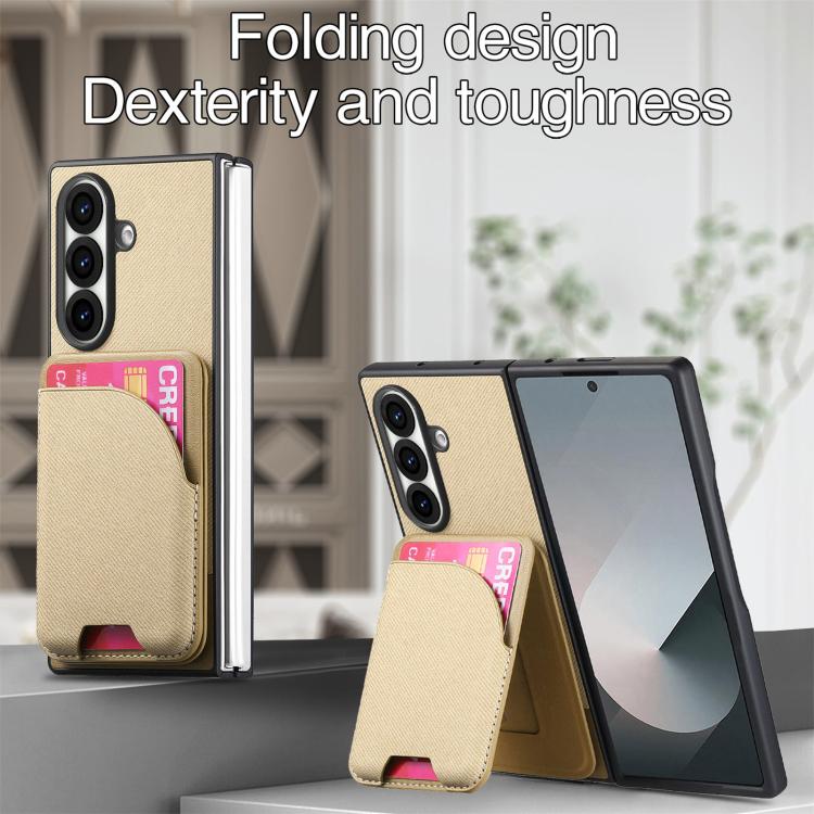 For Galaxy Z Fold8 Ultra 5G Twill Fabric Leather Skin Card Bag Magnetic Back Phone Case(Khaki) - Image 7