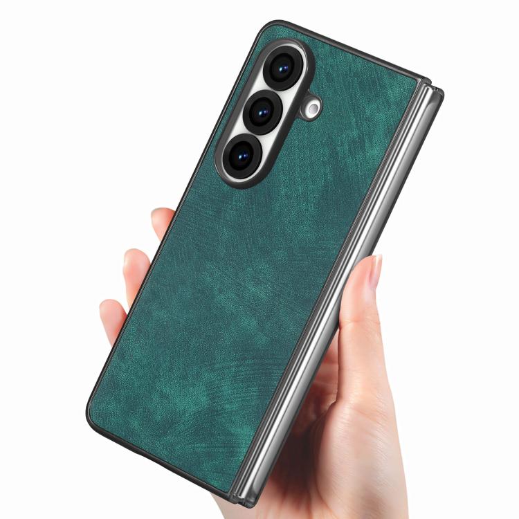 For Galaxy Z Fold8 Ultra 5G Vintage Leather PC Back Cover Phone Case(Green) - Image 3