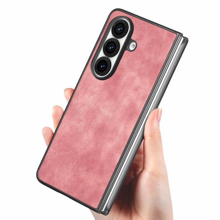 For Galaxy Z Fold8 Ultra 5G Vintage Leather PC Back Cover Phone Case(Pink) - Image 3