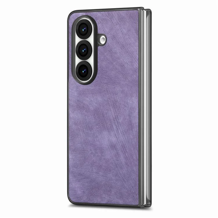 For Galaxy Z Fold8 Ultra 5G Vintage Leather PC Back Cover Phone Case(Purple) - Image 2