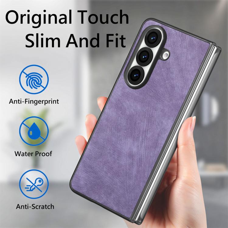 For Galaxy Z Fold8 Ultra 5G Vintage Leather PC Back Cover Phone Case(Purple) - Image 5
