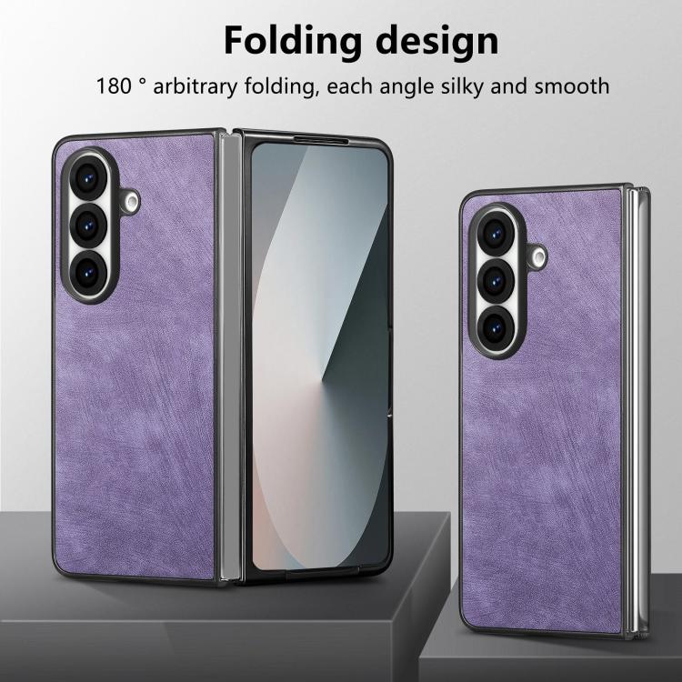 For Galaxy Z Fold8 Ultra 5G Vintage Leather PC Back Cover Phone Case(Purple) - Image 6