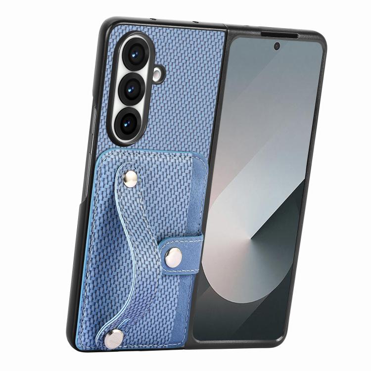 For Galaxy Z Fold8 Ultra 5G Wristband Kickstand Card Wallet Back Cover Phone Case(Blue) - Image 2