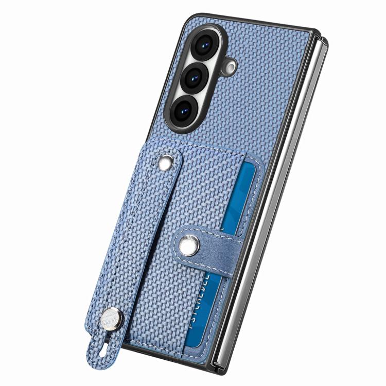 For Galaxy Z Fold8 Ultra 5G Wristband Kickstand Card Wallet Back Cover Phone Case(Blue) - Image 3