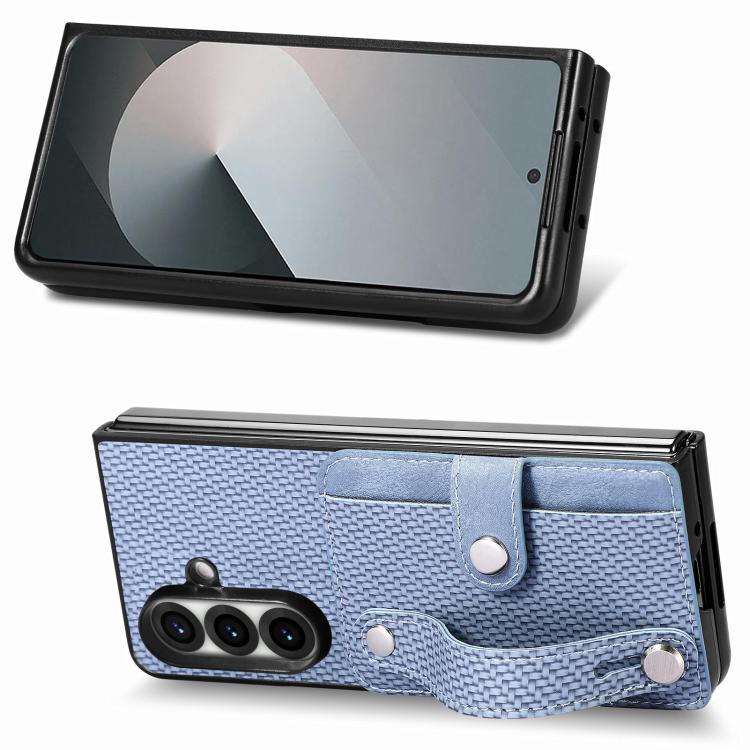 For Galaxy Z Fold8 Ultra 5G Wristband Kickstand Card Wallet Back Cover Phone Case(Blue) - Image 4