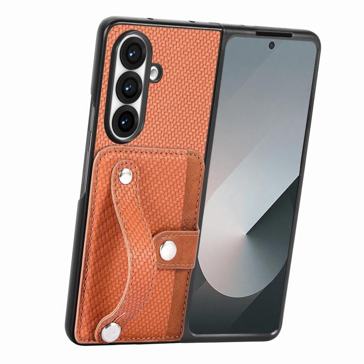 For Galaxy Z Fold8 Ultra 5G Wristband Kickstand Card Wallet Back Cover Phone Case(Brown) - Image 2