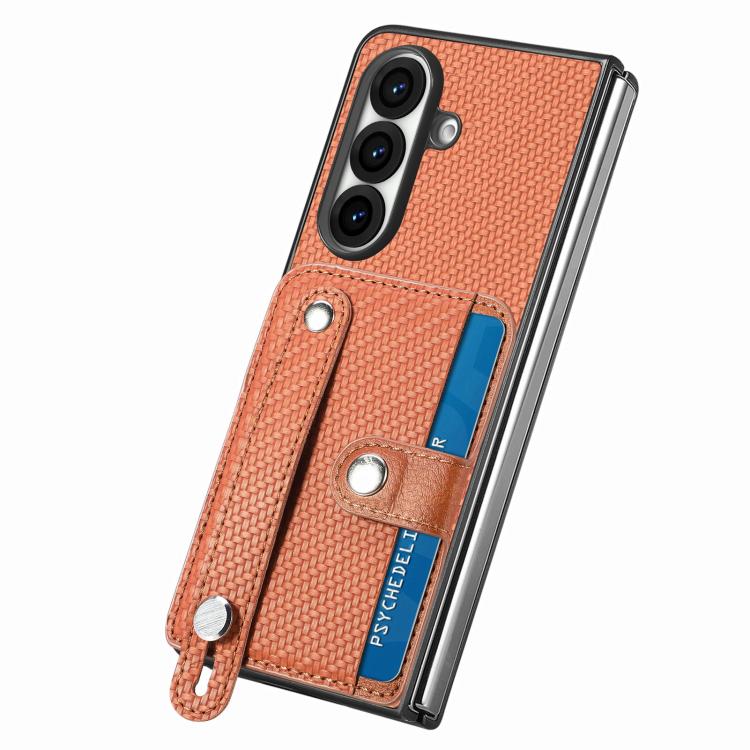 For Galaxy Z Fold8 Ultra 5G Wristband Kickstand Card Wallet Back Cover Phone Case(Brown) - Image 3