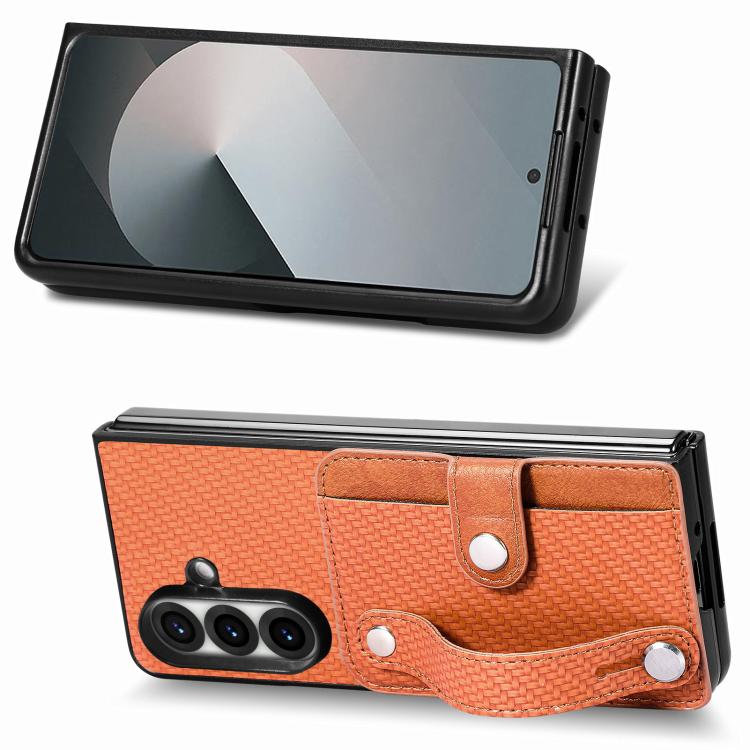 For Galaxy Z Fold8 Ultra 5G Wristband Kickstand Card Wallet Back Cover Phone Case(Brown) - Image 4
