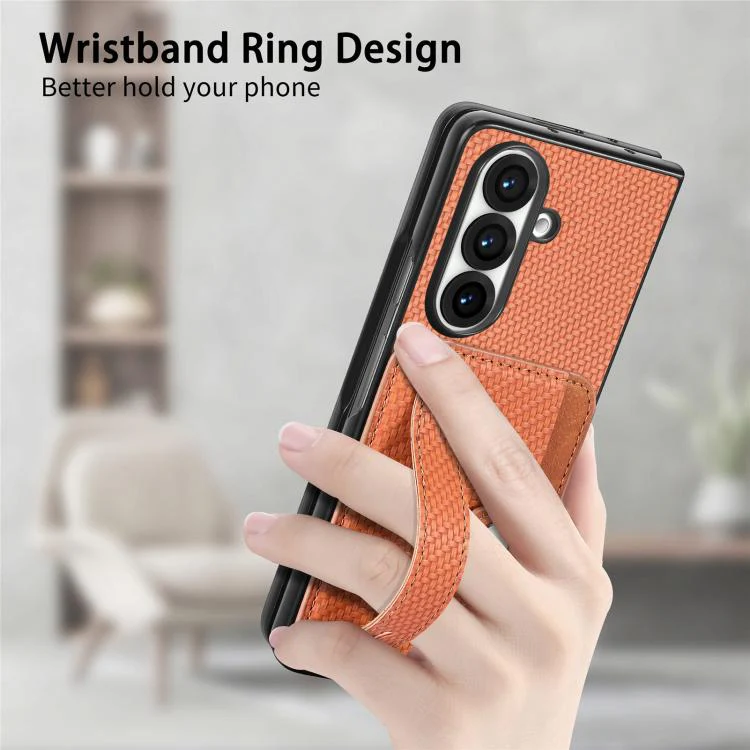 For Galaxy Z Fold8 Ultra 5G Wristband Kickstand Card Wallet Back Cover Phone Case(Brown) - Image 6