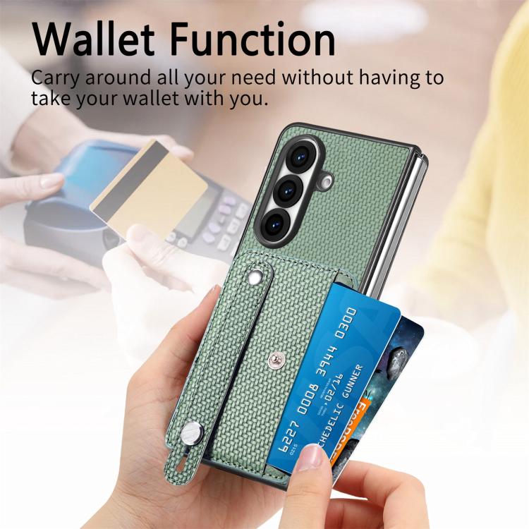 For Galaxy Z Fold8 Ultra 5G Wristband Kickstand Card Wallet Back Cover Phone Case(Green) - Image 5